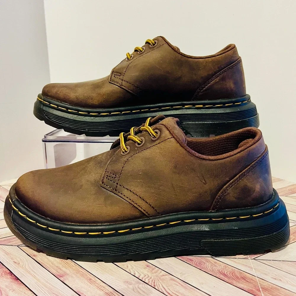 Dr Martens Crewson Lo Crazy Horse Brown Leather M 4 L 5 Lace Up Chunky‎ Shoes